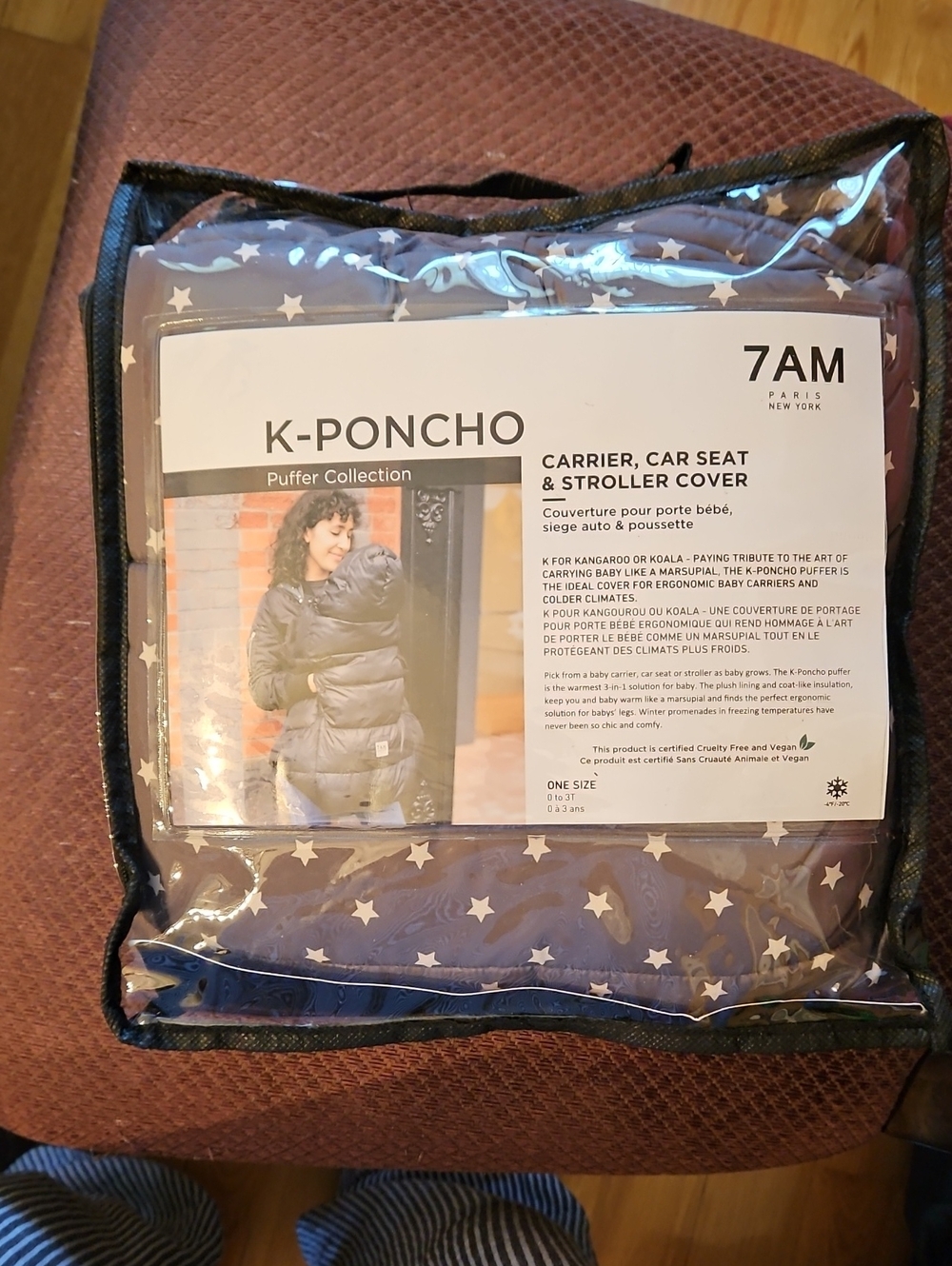K-Poncho Kids Puffer Carrier & Stroller Cover - Gray Star Print